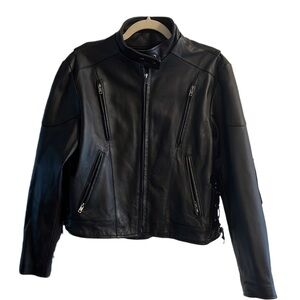 Women's Black Leather Biker Jacket